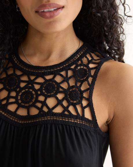 Crew-Neck Crochet Tank