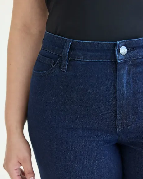 Pantalon cargo en denim à jambe droite et taille haute