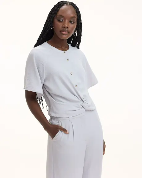 Short-Sleeve Blouse with Twisted Detail