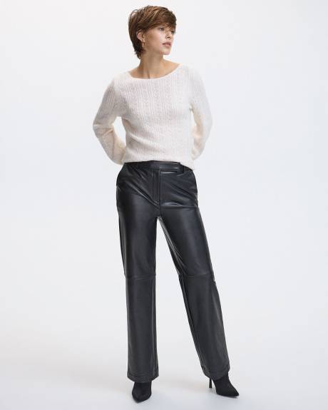 Straight-Leg High-Rise Faux Leather Pant - Petite