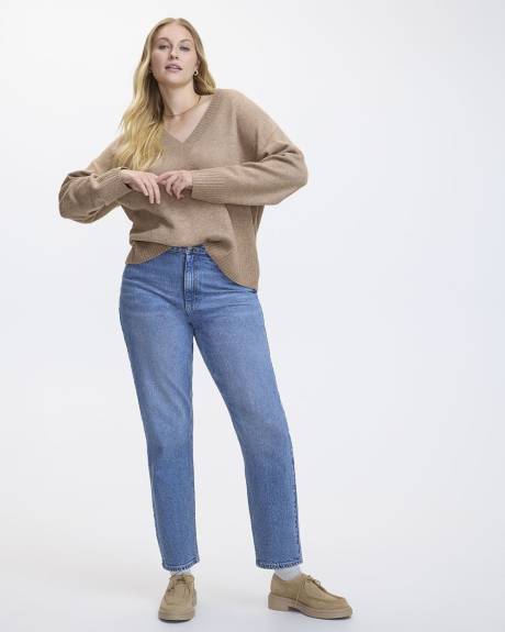 PlushSoft Long-Sleeve V-Neck Sweater