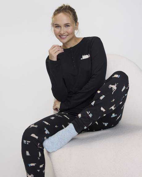 Long-Sleeve Top and Jogger Cotton Pyjama Set