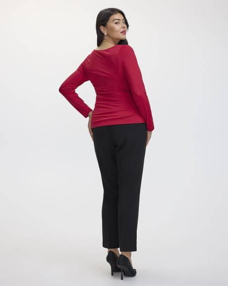 Long-Sleeve V-Neck Sculpting Tee