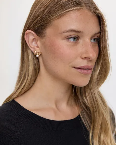 Boucles d'oreilles avec fleurs en perles