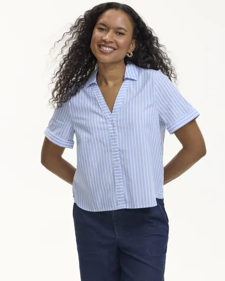 Short-Sleeve Buttoned-Down Blouse