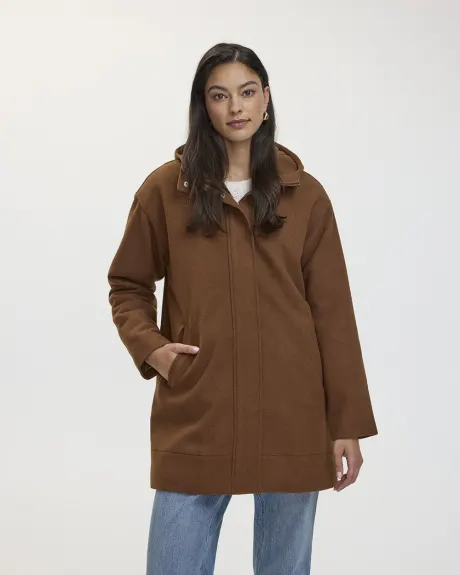 Manteau à capuchon en mélange de laine