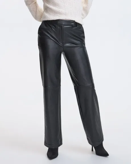 Straight-Leg High-Rise Faux Leather Pant