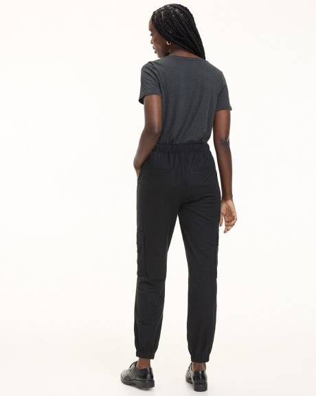 Pantalon jogger en tricot piqué à taille haute - Petite