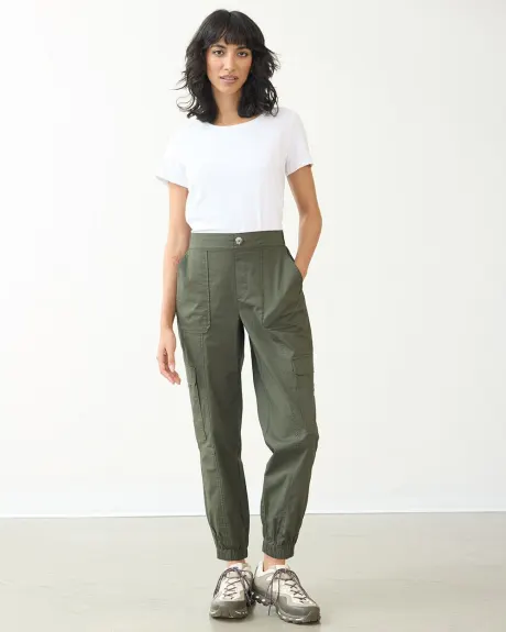 Pantalon jogger en popeline avec poches cargo