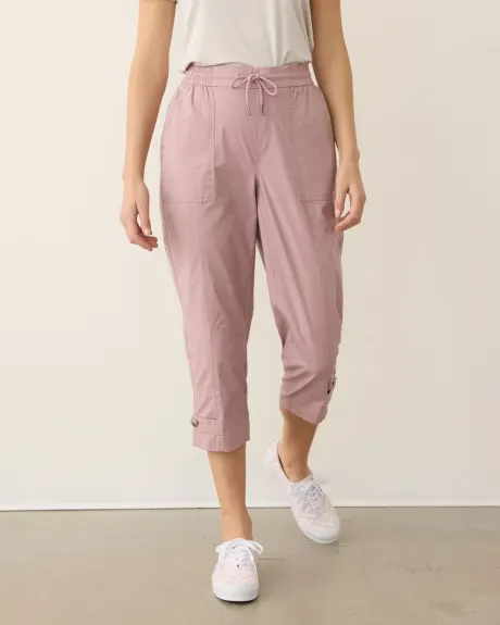 Straight-Leg High-Rise Poplin Capri Pant