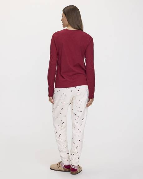 Long-Sleeve Top and Flannel Jogger Pyjama Set