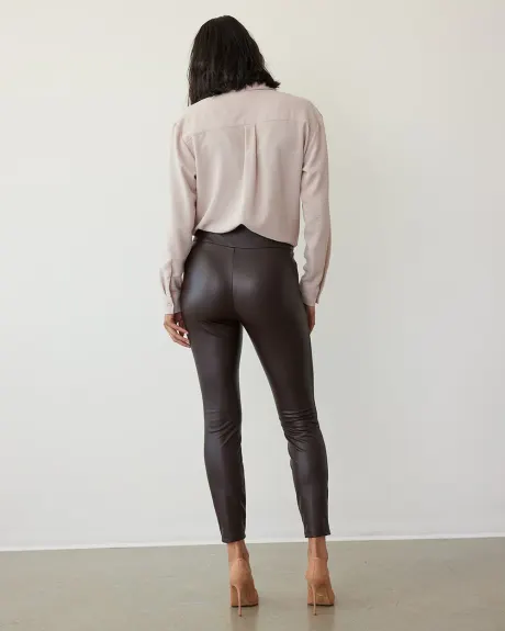 Legging taille haute en faux cuir extensible - Petite