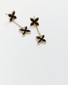 Chain Earrings with Flowers