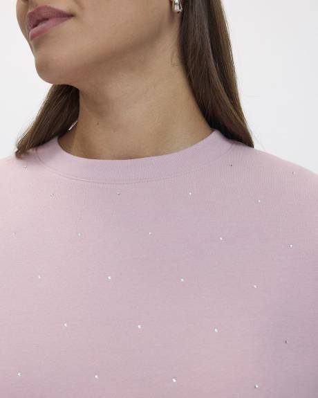 Crew-Neck Sweatshirt with Rhinestones