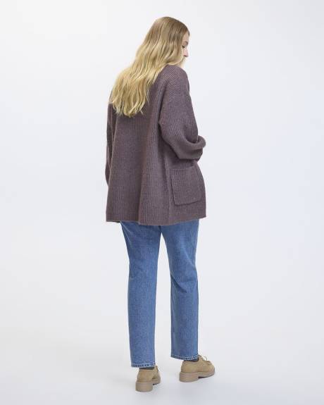 Long-Sleeve Open Cardigan with Pockets