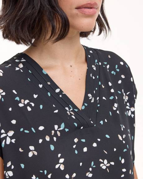 Short-Sleeve V-Neck Blouse