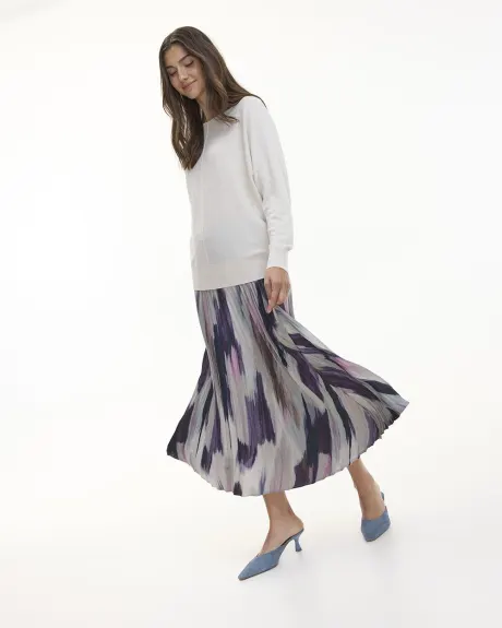 Pleated Midi Satin Skirt