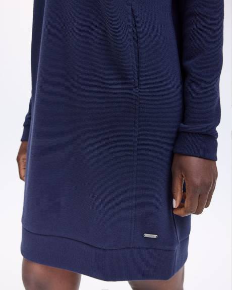 Long-Sleeve Ottoman-Knit Dress with Half-Zip - Hyba