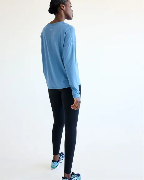 Long-Sleeve Crew-Neck Front-Tie Tee - Dry Lux Hyba