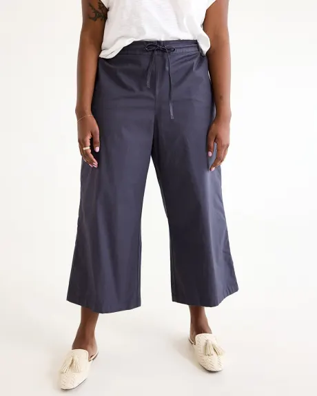 Wide-Leg Cropped High-Rise Poplin Pant