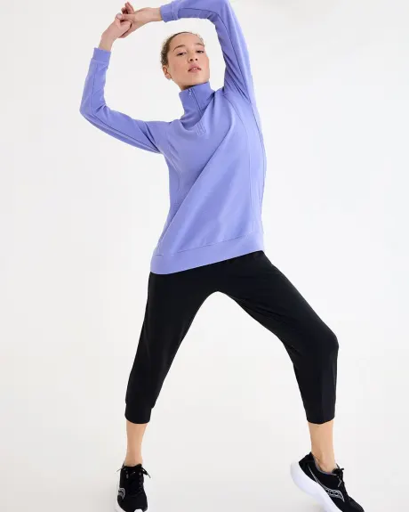 Long-Sleeve Ottoman-Knit Tunic with Half-Zip - Hyba