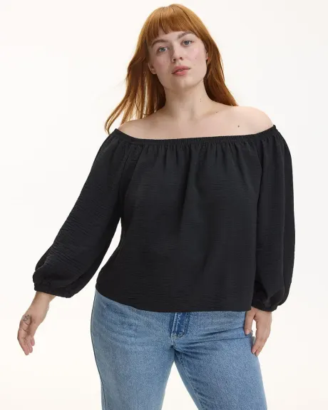 Long-Sleeve Off-the-Shoulder Blouse