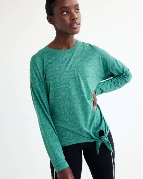 Long-Sleeve Crew-Neck Front-Tie Tee - Dry Lux Hyba