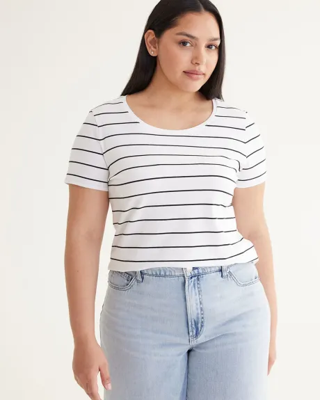 Scoop-Neck Striped Cotton Tee - R Essentials