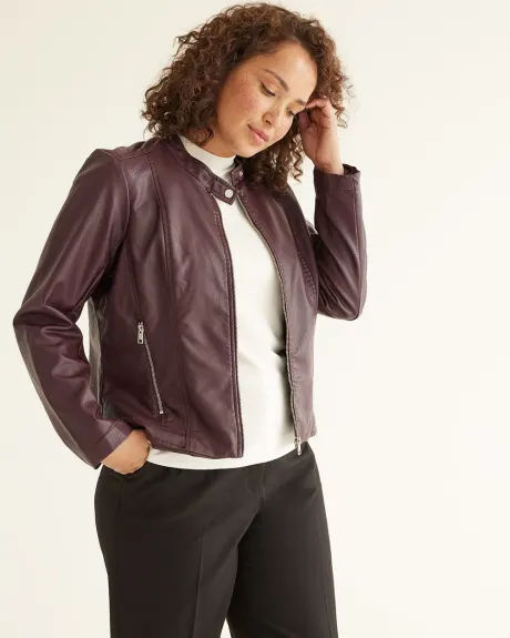 Veste moto en faux cuir