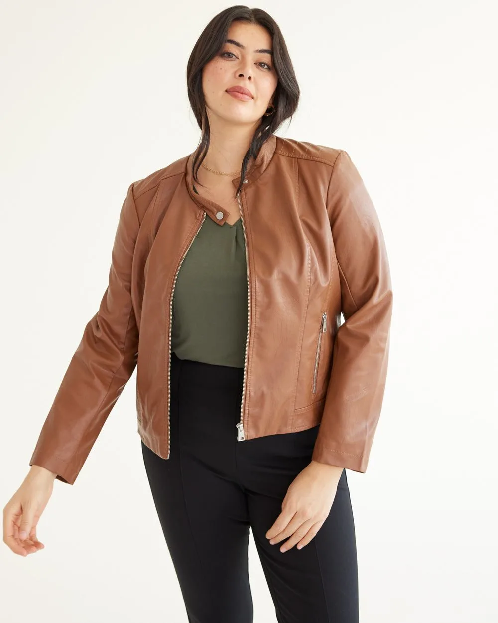 Faux Leather Moto Jacket