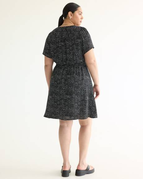 Short-Flutter-Sleeve V-Neck Dress