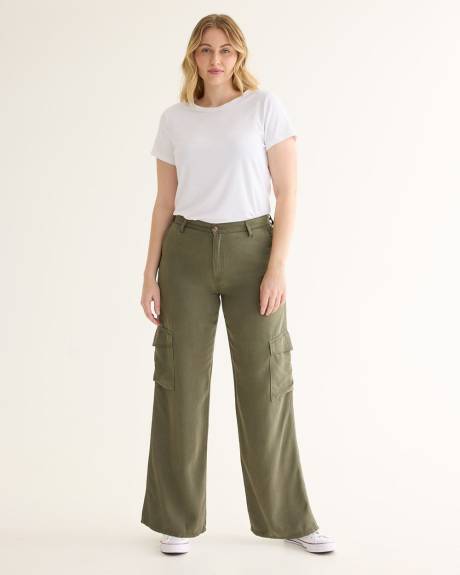 Pantalon cargo à jambe droite et taille haute - Petite