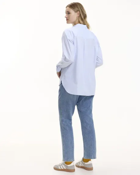 Long-Sleeve Buttoned-Down Blouse with Chest Pocket