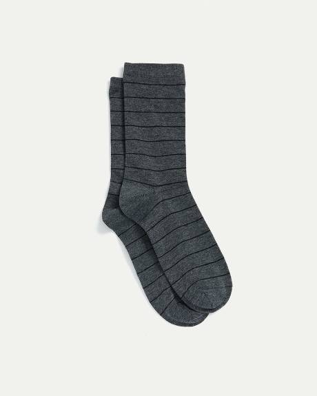 Cotton Crew Socks with Stripes