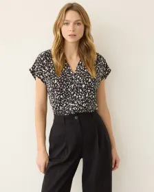 Short-Sleeve V-Neck Blouse