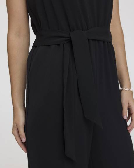 Sleeveless Jumpsuit with Wrap Detail at Back