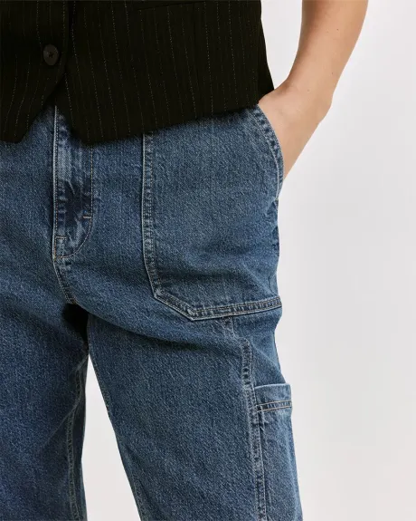 Jean cargo à jambe fuselée et taille haute - Le Mom Jeans