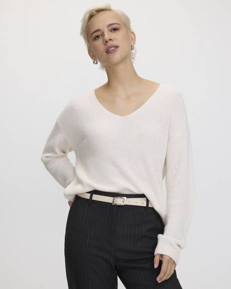 Cashmere-Blend V-Neck Sweater