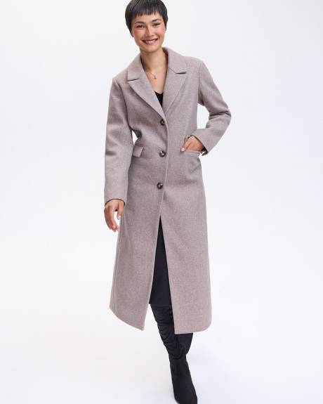 Manteau long avec col en fausse fourrure