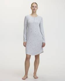 Long-Sleeve Nightie with Henley Neckline - R Line