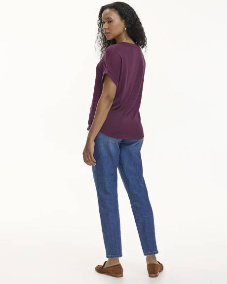 Extended-Sleeve Tee with Split Neckline