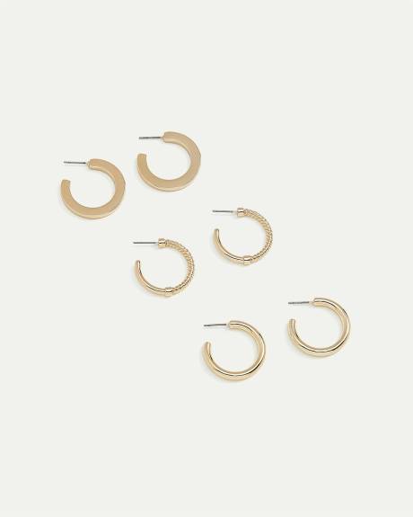 Thick Hoop Earrings, Set of 3