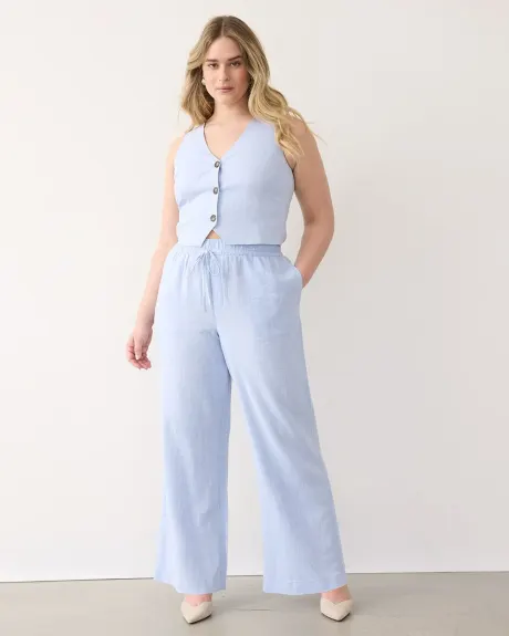 Wide-Leg High-Rise Linen Pant - Petite