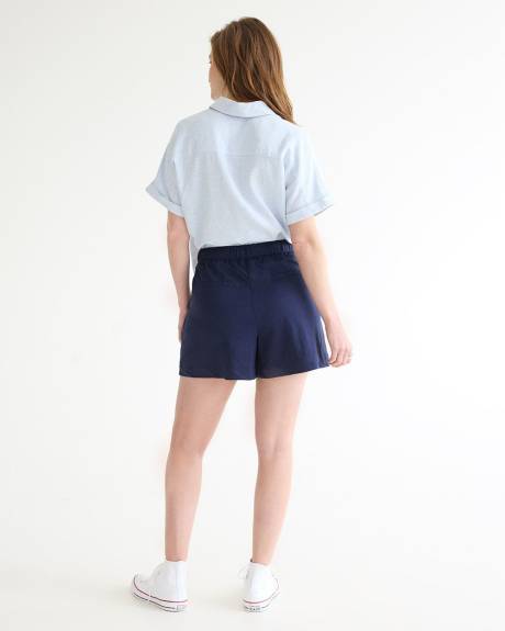 Short taille haute en tricot piqué