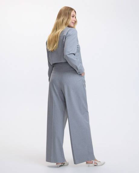 Pantalon rayé à jambe large et taille haute - Coupe Courbes