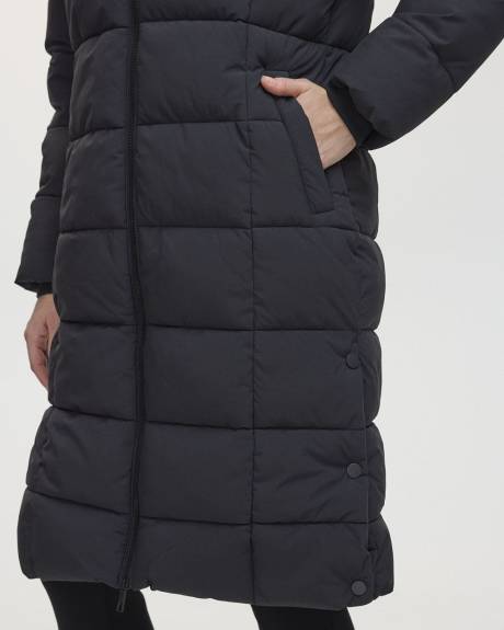 Manteau à capuchon matelassé longueur maxi