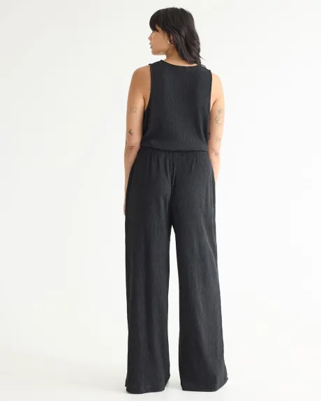 Pantalon à jambe large et taille haute - Petite