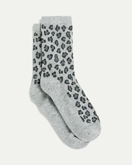 Cotton Socks with Leopard Print