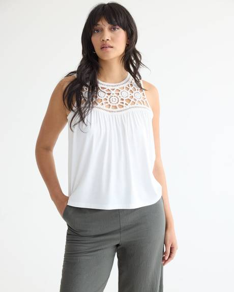 Crew-Neck Crochet Tank