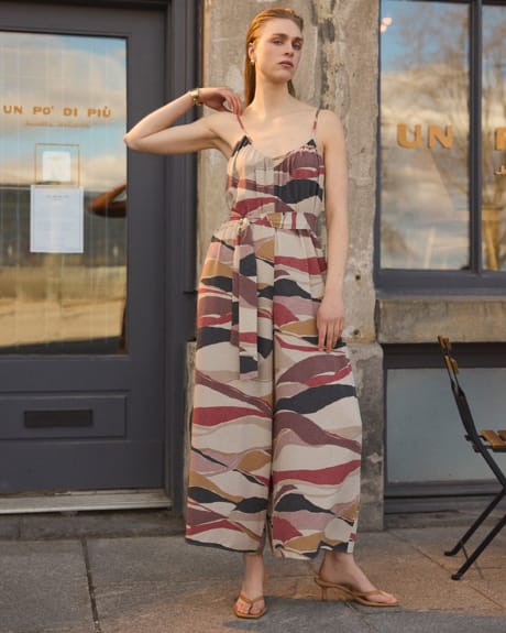 Sleeveless Wide-Leg Jumpsuit with Sash